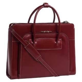 Leather Briefcase with Removable Laptop Sleeve   Red