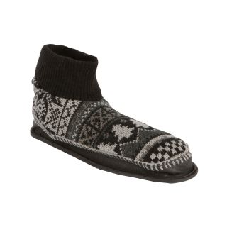 MUK LUKS Cullen Retro Nordic Ankle Slippers, Black/Grey, Mens