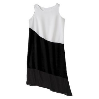 Mossimo Womens Asymmetrical Midi Dress   White/Black L