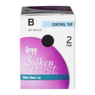 Leggs Silken Mist 2 Pack Control Top   Jet Black