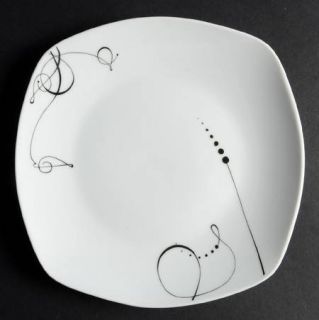 Tabletops Unlimited Pescara Salad Plate, Fine China Dinnerware   Black Dots&Line