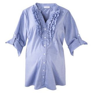 Liz Lange for Target Maternity 3/4 Sleeve Ruffled Shirt   Blue S