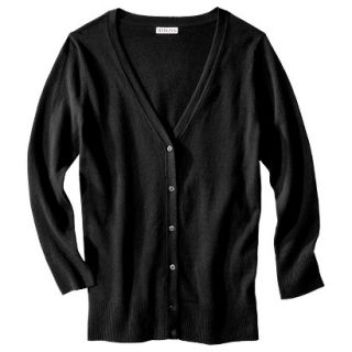 Merona Petites 3/4 Sleeve V Neck Cardigan Sweater   Black MP