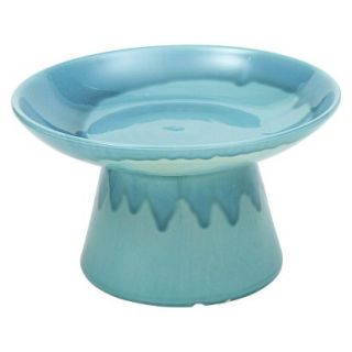 Threshold Petite Pedestal Ceramic Bird Bath   Two Tone Blissful Blue Glaze