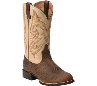 Womens Ariat Round Up Stockman   Earth/Cream Full Grain Leather Boots