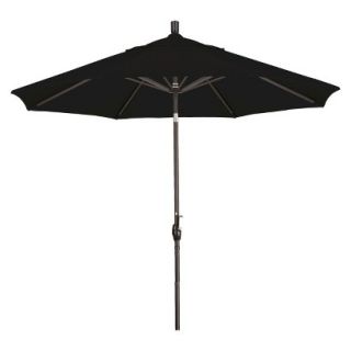 9 Aluminum Collar Tilt Crank Patio Umbrella   Black Sunbrella