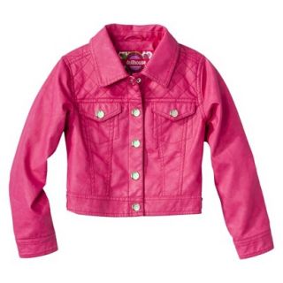 Dollhouse Girls Faux Leather Quilted Jacket   Pink 6X