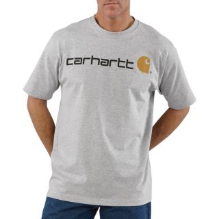 Carhartt Short Sleeve Logo T Shirt   Heather Gray, Small, Model K195
