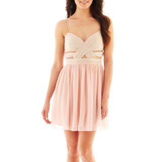 MXI Sleeveless Mesh Inset Chiffon Dress, Pink