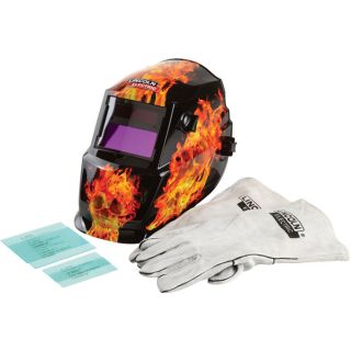 Lincoln Darkfire Variable Shade Welding Helmet with Gloves   Model K2799 1