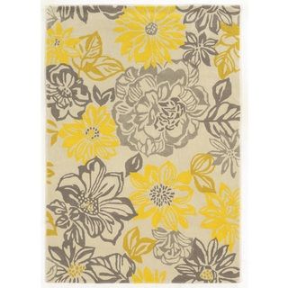 Trio Collection Floral Grey/ Yellow Area Rug (2 X 3)