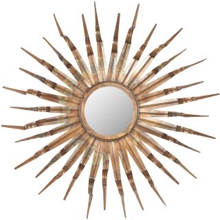 Sunburst Round Wall Mirror, Burnt Copper