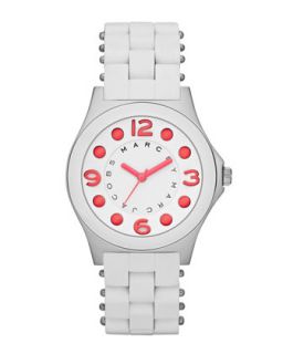 Pelly Silicone Watch, White/Red