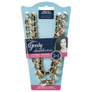 Goody Double Wear 2 in 1 Gold Chain Link with Black Ribbon Headband and Necklace