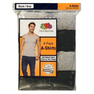 Fruit of the Loom Mens A Shirts 4 Pack   Black/Grey XL