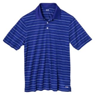 Mens Golf Polo Stripe   Athens Blue XL