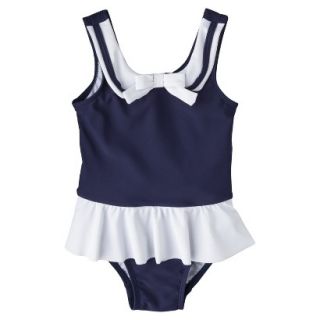 Circo Infant Toddler Girls 1 Piece Sailor Swimsuit   Navy 9 M