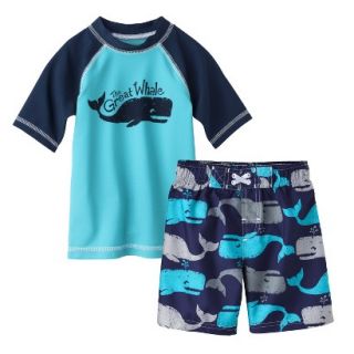Circo Infant Toddler Boys Whale Rashguard and Swim Trunk Set   Blue 4T
