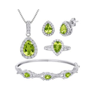 Genuine Peridot and Cubic Zirconia 4 pc. Boxed Set, Womens