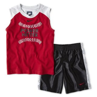 Nike Muscle Shirt and Shorts Set   Boys 4 7, Black, Black, Boys