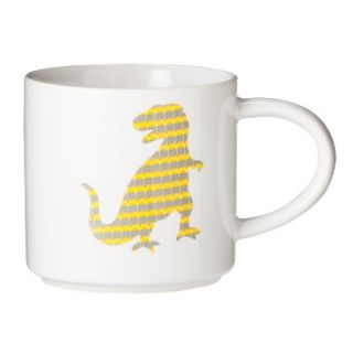 Room Essentials Patterned T Rex Ceramic Coffee Mug Set of 2   Grey/Yellow