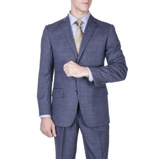 Mens Modern Fit Blue 2 button Wool Suit