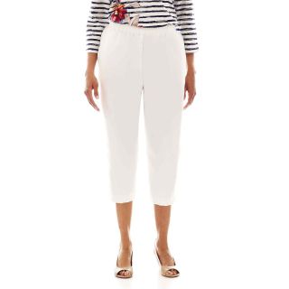 Alfred Dunner Smooth Sailing Solid Capris, White, Womens