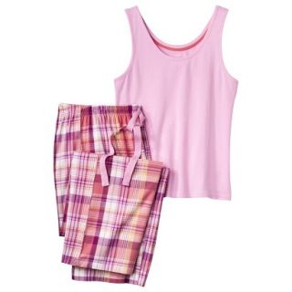 Hanes Premium Womens PJ Set   Pink Plaid M