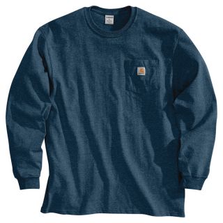 Carhartt Workwear Long Sleeve Pocket T Shirt   Navy, Medium, Regular Style,