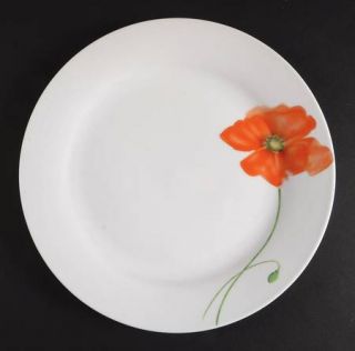 Corsica Home Poppy Dinner Plate, Fine China Dinnerware   Orange Flower,Rim,Smoot
