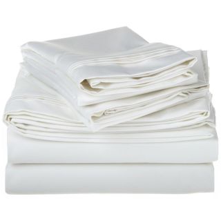 None Egyptian Cotton 1500 Thread Count Solid Oversized Sheet Set White Size Full