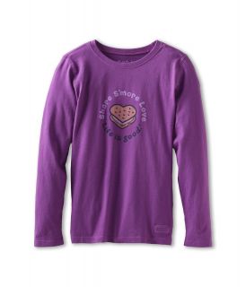Life is good Kids Girls Crusher L/S Heart Smores Girls Long Sleeve Pullover (Purple)
