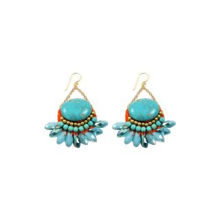 Simulated Turquoise & Crystal Earrings