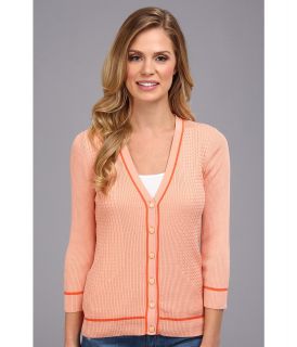 Jones New York V Neck Cardigan Womens Sweater (Orange)
