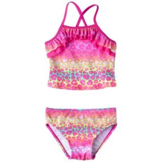 Circo Infant Toddler Girls 2 Piece Cheetah Tankini Swimsuit Set   Pink 9 M