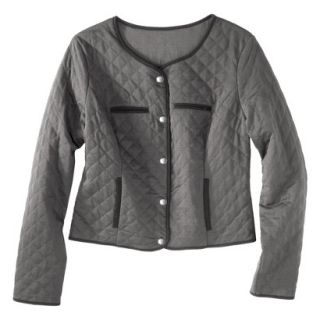 Merona Womens Quilted Bomber Jacket   Molten Lead/Black   L