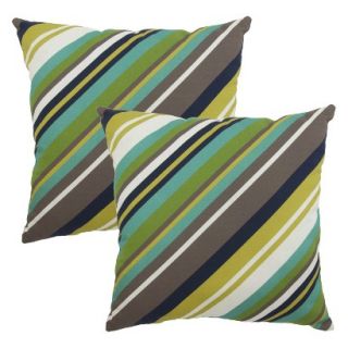 Threshold 2 Piece Square Outdoor Toss Pillow Set   Multi Stipe Cool