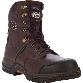 Georgia 8 Inch Diamond Trax Steel Toe Waterproof Work Boot   Brown, Size 9,