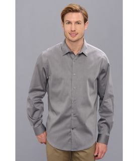 Perry Ellis Long Sleeve Twill Non Iron Shirt Mens Long Sleeve Button Up (Gray)