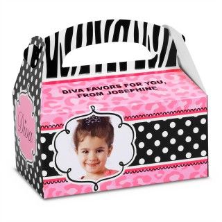 Diva Zebra Print Personalized Empty Favor Boxes