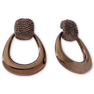 LIZ CLAIBORNE Bronze Tone Door Knocker Earrings, Brown