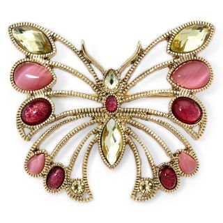 LIZ CLAIBORNE Gold Tone Multicolor Butterfly Pin, Red