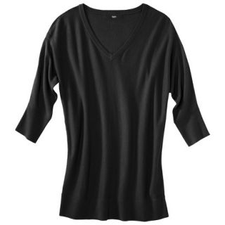 Mossimo Womens 3/4 Sleeve V Neck Value Sweater   Black L