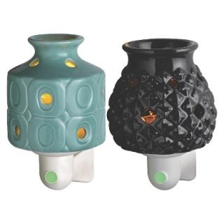 Wax Free Night Lights Set 2 Extra Fragrance Disks included   Teal and Black