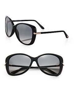 Tom Ford Eyewear Linda Metal Trimmed Square Sunglasses   Black