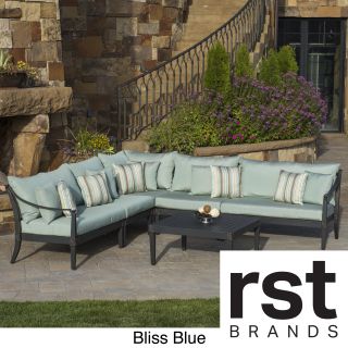 Rst Brands Astoria Aluminum 6 piece Outdoor Corner Sectional With Cushions Blue Size 6 Piece Sets