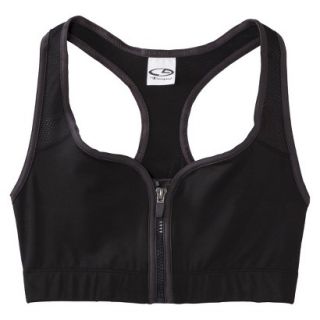 C9 by Champion Womens Zip Compression Bra With Mesh   Limo Black M