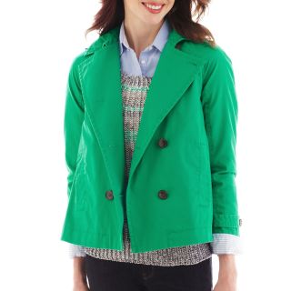 Cropped Trench Coat, Green, Womens