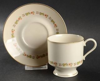 Syracuse Madison Footed Cup & Saucer Set, Fine China Dinnerware   Floral Inner R