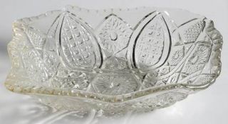 Indiana Glass Paneled Daisy & Finecut Clear Small Rectangular Fruit Dessert Bowl